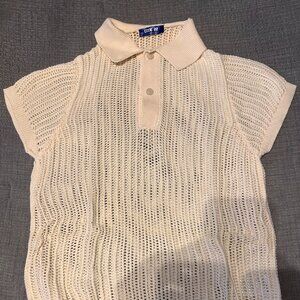 Cream knit polo shirt